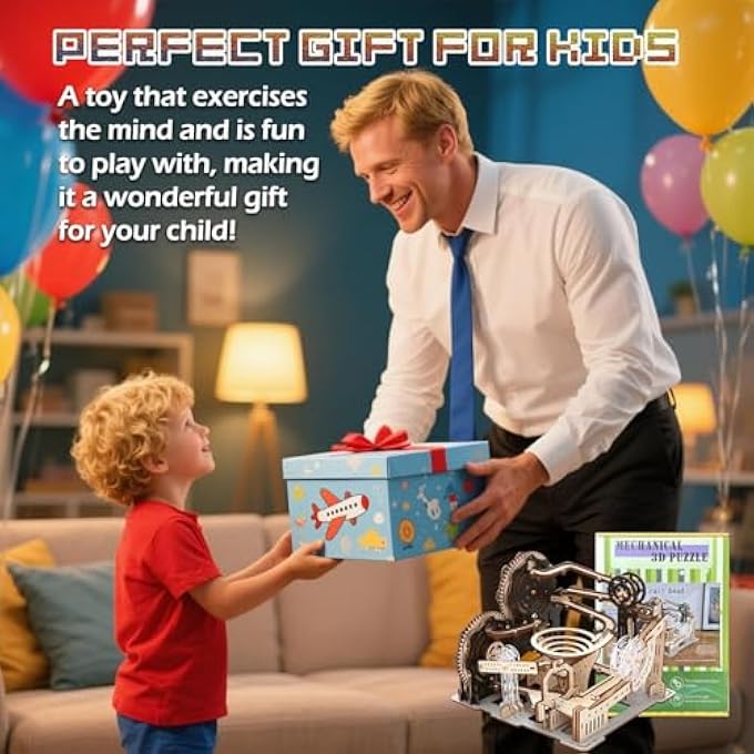 3D MECHANICAL WOODEN MODEL FOR ADULTS, MARBLE RUN KIT, 198 PIECES, DIY KINETIC DESIGN, PREMIUM LASER CUT, NO GLUE REQUIRED - Image 3